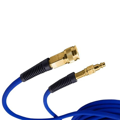 Estwing E3850PVCR - Manguera de aire híbrida de PVC/goma de 3/8" x 50' con accesorios de latón de 1/4", color azul