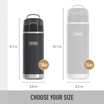 THERMOS ICON SERIES, botella de agua con boquilla - 18 onzas, color lima, botella de agua aislada al aspiradora de acero inoxidable con tapa