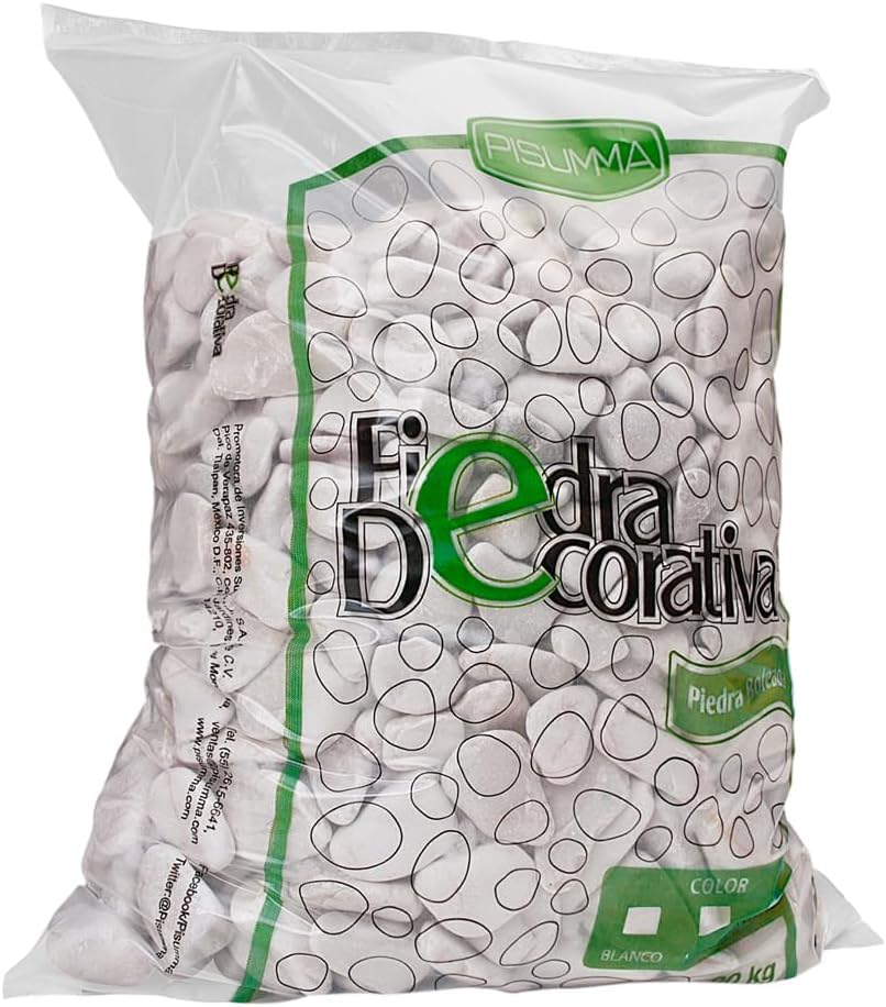 PISUMMA Piedra Bola Blanca 1" a 2" - Presentación 7 kg - Piedra Decorativa Natural para Jardín, Macetas, Peceras y Paisajismo