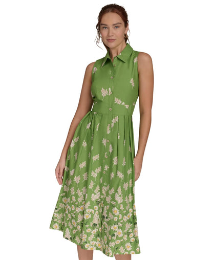 Tommy Hilfiger Vestido Camisero Midi sin Mangas para Mujer - 2 - Árbol de Té Multi