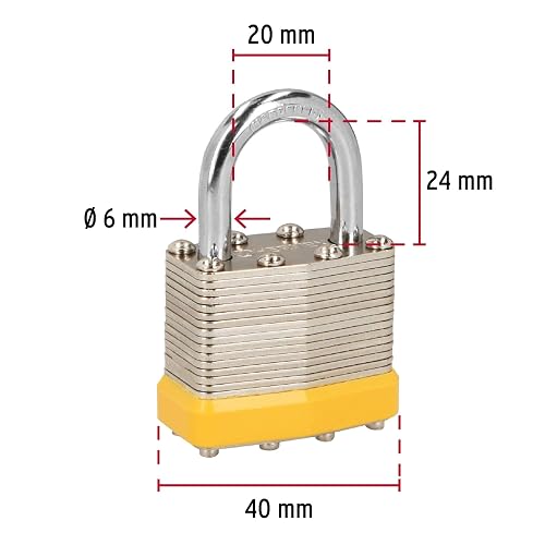 Hermex Basic CM-40X4P, Candado de acero con cuerpo laminado de 40mm, juego de 4 pzas. en blister