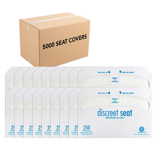 HOSPECO - Fundas de asiento discreto para inodoro, 14.25 x 16.5, blanco, 250 por paquete, 20 paquetes/caja