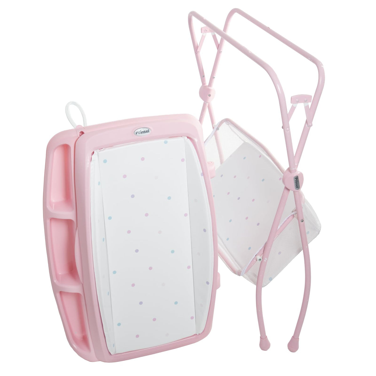 Prinsel | Bañera Multifuncional Onda | Bañera y Cambiador Acolchonado para Bebé | Plegable con Bañera Anatómica | Circulos - Rosa | Manguera de Desagüe | De 0 a 12 meses | Artículos para Bebés - Recién Nacidos
