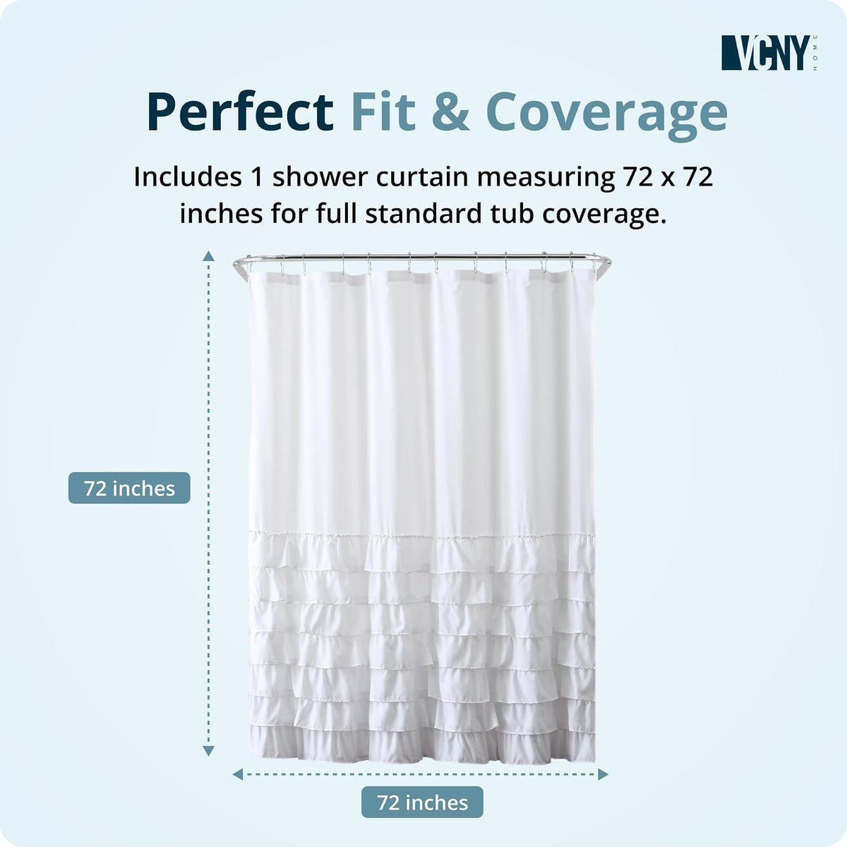 VCNY Home Melanie Ruffle Shower Curtain, 72x72, White