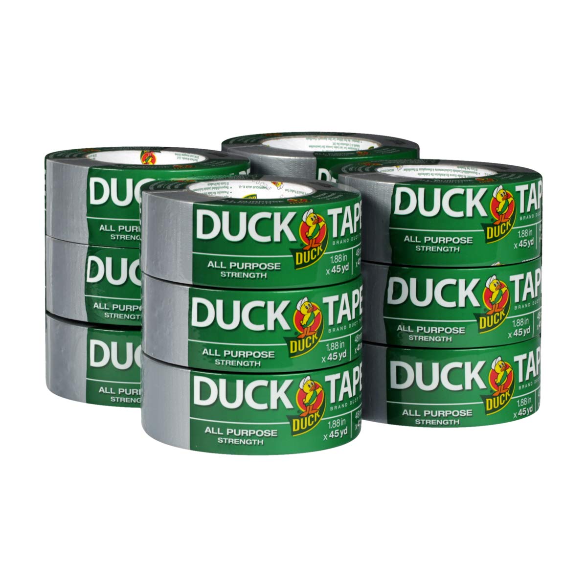 Duck Cinta Adhesiva Multiusos de Alta Resistencia, Plateada - 12 Rolls, 45 yds - 0