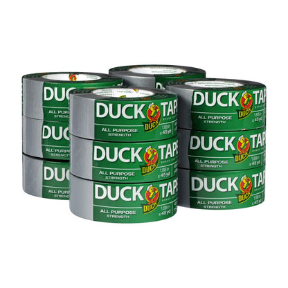 Duck Cinta Adhesiva Multiusos de Alta Resistencia, Plateada - 12 Rolls, 45 yds - 0
