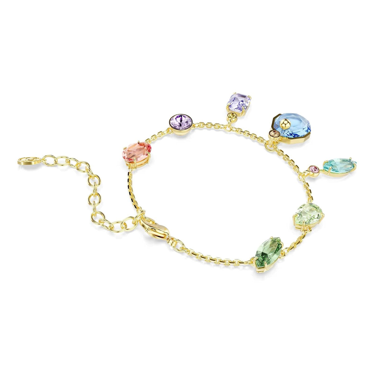 Pulsera Swarovski Gema, Cortes mixtos, Cristales colgantes, multicolor, Oro-tSwarovski Un baño