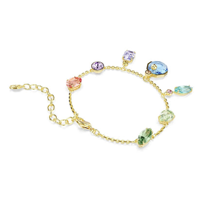 Pulsera Swarovski Gema, Cortes mixtos, Cristales colgantes, multicolor, Oro-tSwarovski Un baño