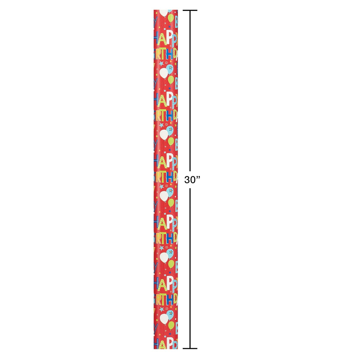 American Greetings 175 sq. Papel de regalo reversible, para cumpleaños, letras de feliz cumpleaños y estrellas (1 rollo jumbo, 30 pulgadas x 70 pies)