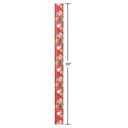 American Greetings 175 sq. Papel de regalo reversible, para cumpleaños, letras de feliz cumpleaños y estrellas (1 rollo jumbo, 30 pulgadas x 70 pies)
