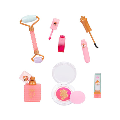 Colección de Estilo Disney Princess para niñas, Bolsa de Maquillaje de Moda, Herramientas de Maquillaje de simulación de Moda, Incluye un Rodillo Facial, Viene con 8 Herramientas de Juego Diferentes
