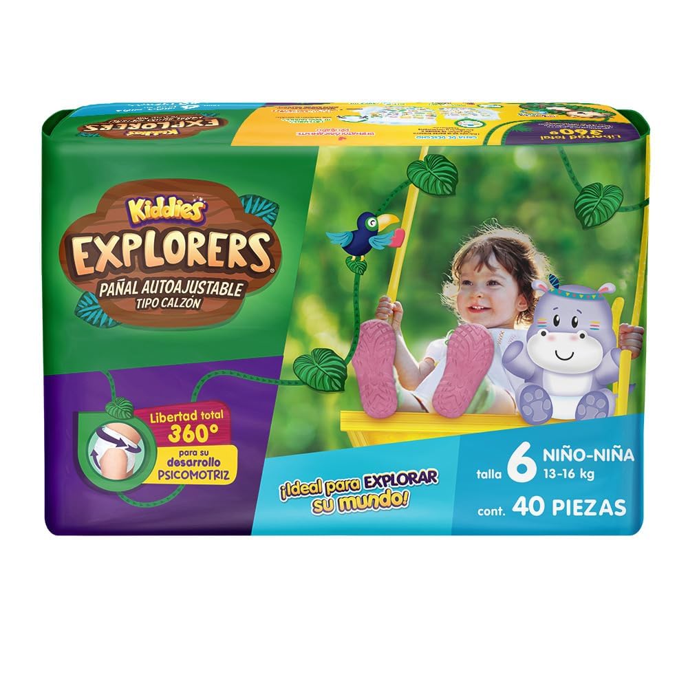 Kiddies Explorers Pañal Autoajustable Talla 6 XG Grande 160 pañales
