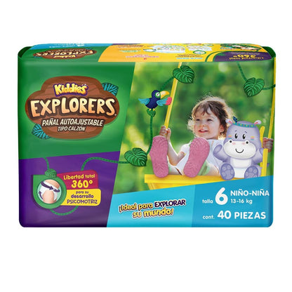 Kiddies Explorers Pañal Autoajustable Talla 6 XG Grande 160 pañales