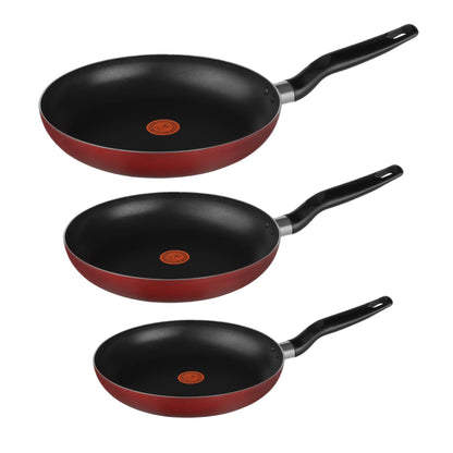 T-fal Easy Cook Juego de 3 Sartenes Antiadherentes con Thermo-Señal - Rojo