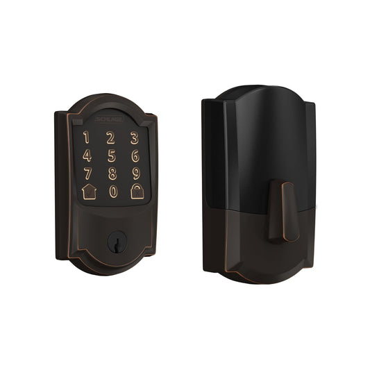 Schlage Encode - Cerrojo de seguridad WiFi con borde Camelot, Camelot, Lock Only, Aged Bronze