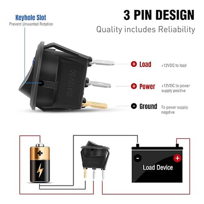 Nilight 90013L - Interruptor LED Redondo de 12 V para Automóvil, camión, Control de Encendido/Apagado, Color Azul, Verde, Amarillo y Rojo