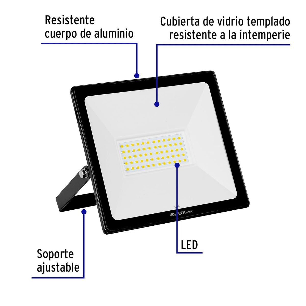 Volteck Basic REF-403L, Reflector ultra delgado LED 50 W luz de día encendido instantáneo