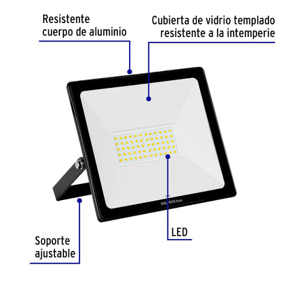 Volteck Basic REF-403L, Reflector ultra delgado LED 50 W luz de día encendido instantáneo