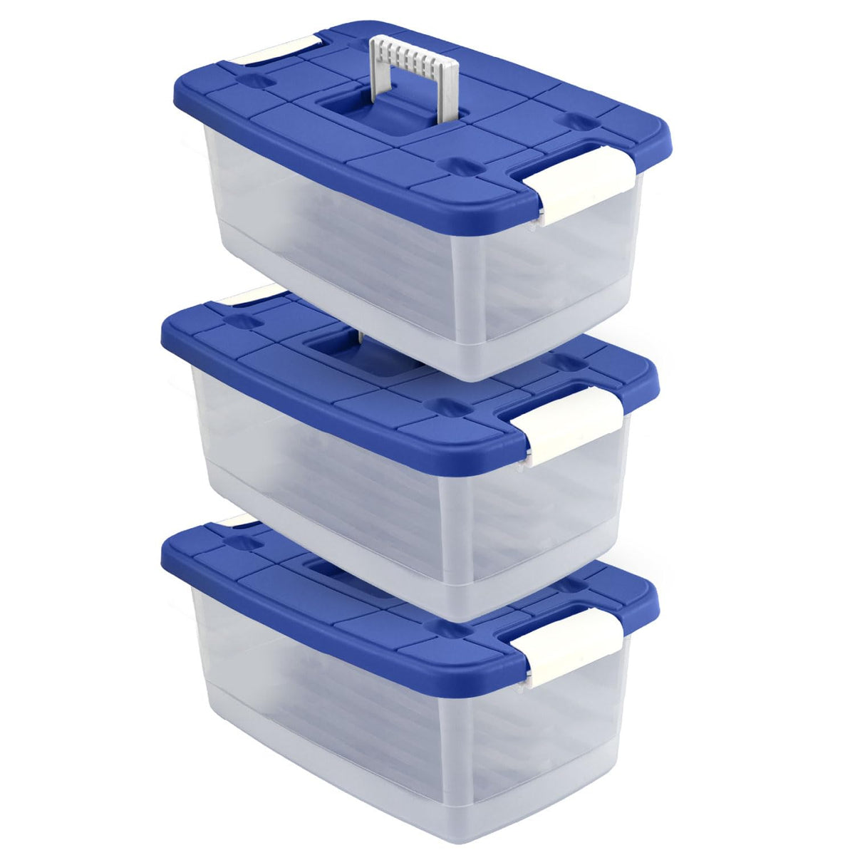 Set de 3 Cajas de Almacenamiento 16 L con Cierre Click Color Azul
