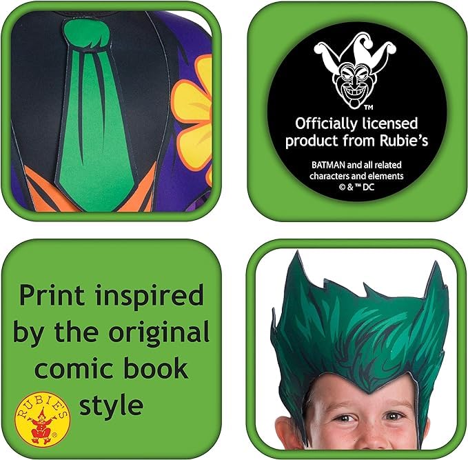 DC Comics Villains: Disfraz de Joker para niños por Rubies, niño pequeño