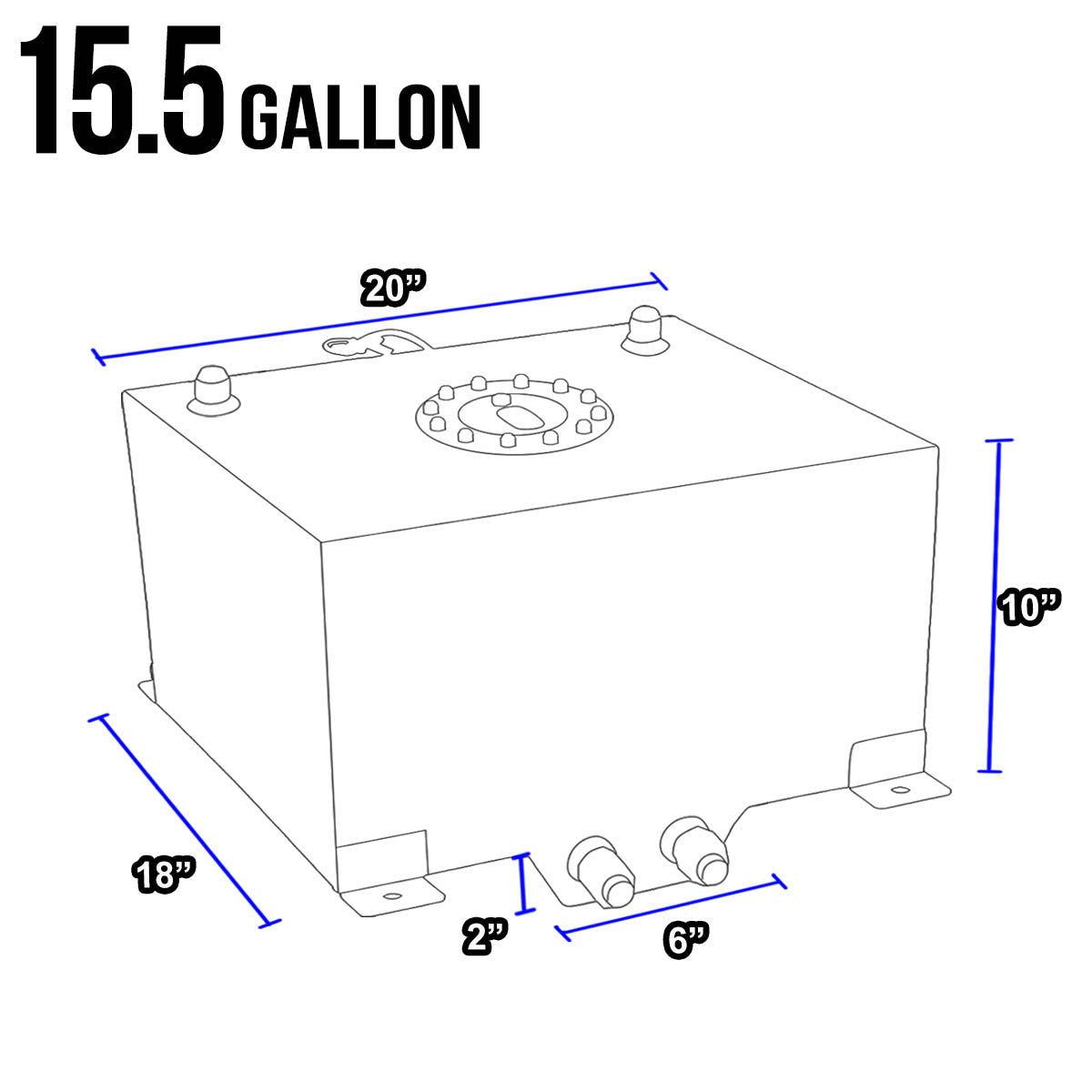 DNAMotoring ALU-FT-T6-ALU Aluminum Fuel Cell Gas Tank