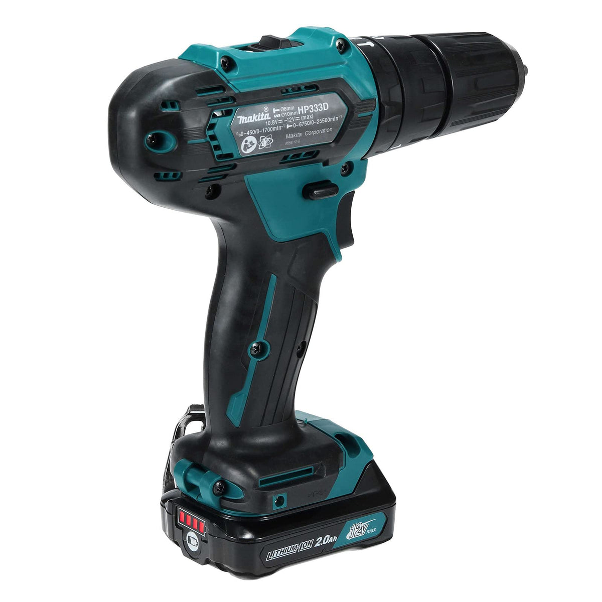 Rotomartillo, taladro, atornillador, con broquero 5/16” inalambrico 12v. 2 velocidades. HP333DWYX3