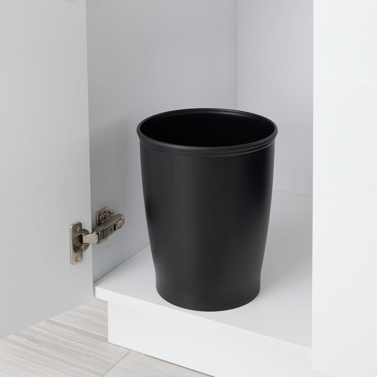 InterDesign 93437 Kent Wastebasket Trash Can for Bathroom, Kitchen, Office, Black