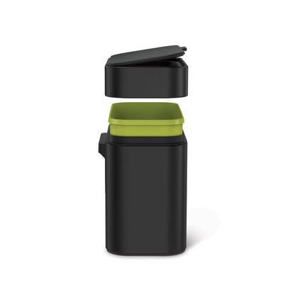 simplehuman - Cesta de compostaje para encimera de 4 litros/1.1 galones con Base magnética para Papelera, Tapa de Sellado Suave, cubeta Interior extraíble, Acero Negro Mate