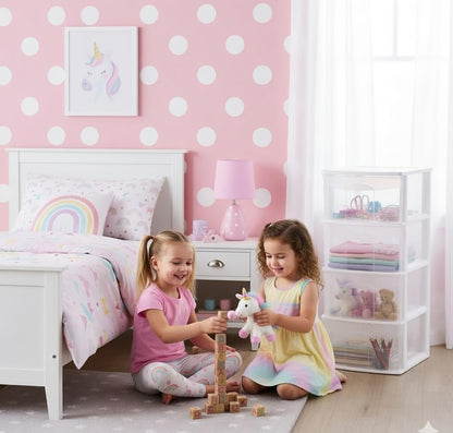 Italhome Cajonera FOX 4 de Plástico 4 Cajones Transparentes, Organizador Multiusos para Hogar y Oficina, Mueble Ligero Resistente, Desarmable Fácil Limpieza, Color Blanco