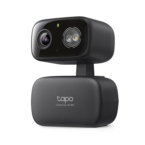 Tapo - Cámara de Seguridad para Interiores y Exteriores, 2K de 3 megapíxeles, detección de gritos y Seguimiento de Movimiento, visión de 360°, visión Nocturna en Color, Almacenamiento SD/Nube