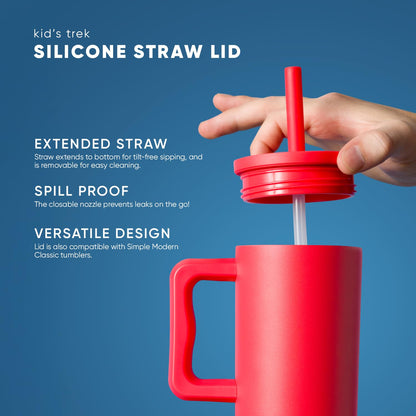 Simple Modern Vaso para Niños con Asa y Tapa con Popote de Silicona | A Prueba de Derrames y Resistente a Fugas | Botella de Acero Inoxidable Reutilizable | Trek Colección| 710ml | Ocean Water
