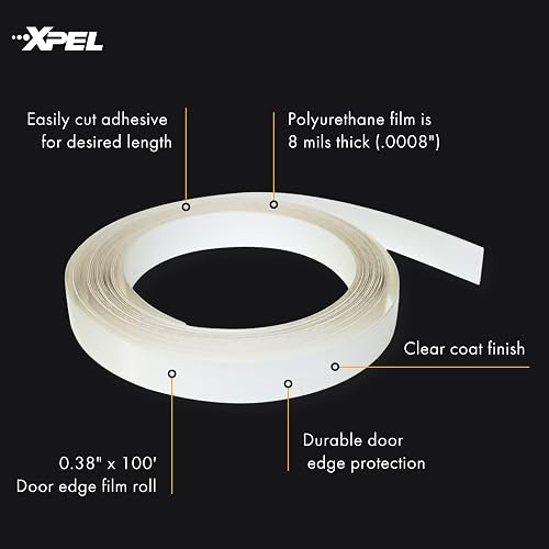 XPEL (XPF0375U100) Protector de Borde de Puerta de 0.95 cm x 3050.00 cm, Transparente, 3/8 Inch x 100 Foot