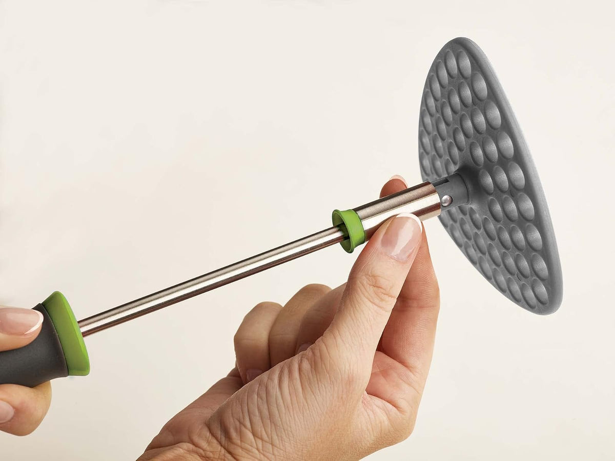 Joseph Joseph 10161 Delta Folding Potato Masher Stores Flat Space Saving Locking One-Size Gray/Green