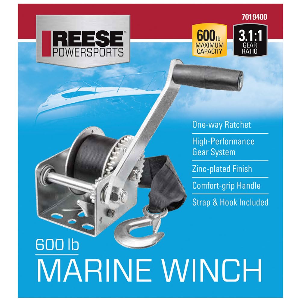 Reese Powersports 7019400 Cabrestante Marino (600 Libras)