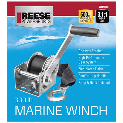 Reese Powersports 7019400 Cabrestante Marino (600 Libras)
