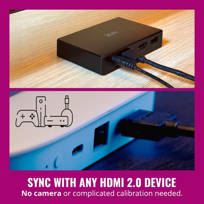 WiZ Sistema HDMI Sync Box + Tira Inteligente TV 75”-85” con luz multicolor que se sincronizan con tu contenido favorito y es compatible con Alexa