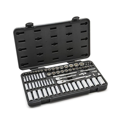 GEARWRENCH Llave de engranaje 76 unidades Unidad de 1/4'' y 3/8'' 12 Pt. Juego de herramientas de mecánica estándar y profunda, SAE/métrico - 80948