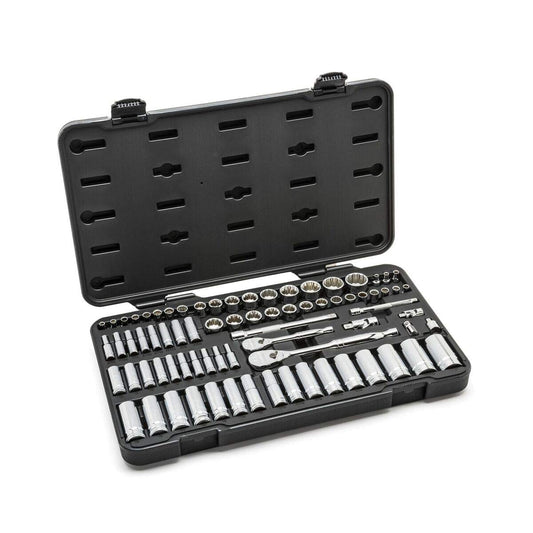 GEARWRENCH Llave de engranaje 76 unidades Unidad de 1/4'' y 3/8'' 12 Pt. Juego de herramientas de mecánica estándar y profunda, SAE/métrico - 80948