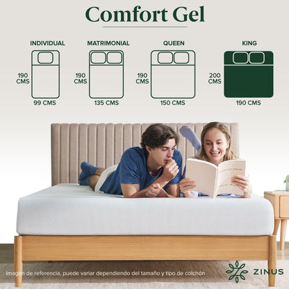 Zinus Comfort Gel | Colchón King de Memory Foam con Gel Refrescante de 15 cm de Grosor Que amortigua la tensión en articulaciones y Columna Vertebral
