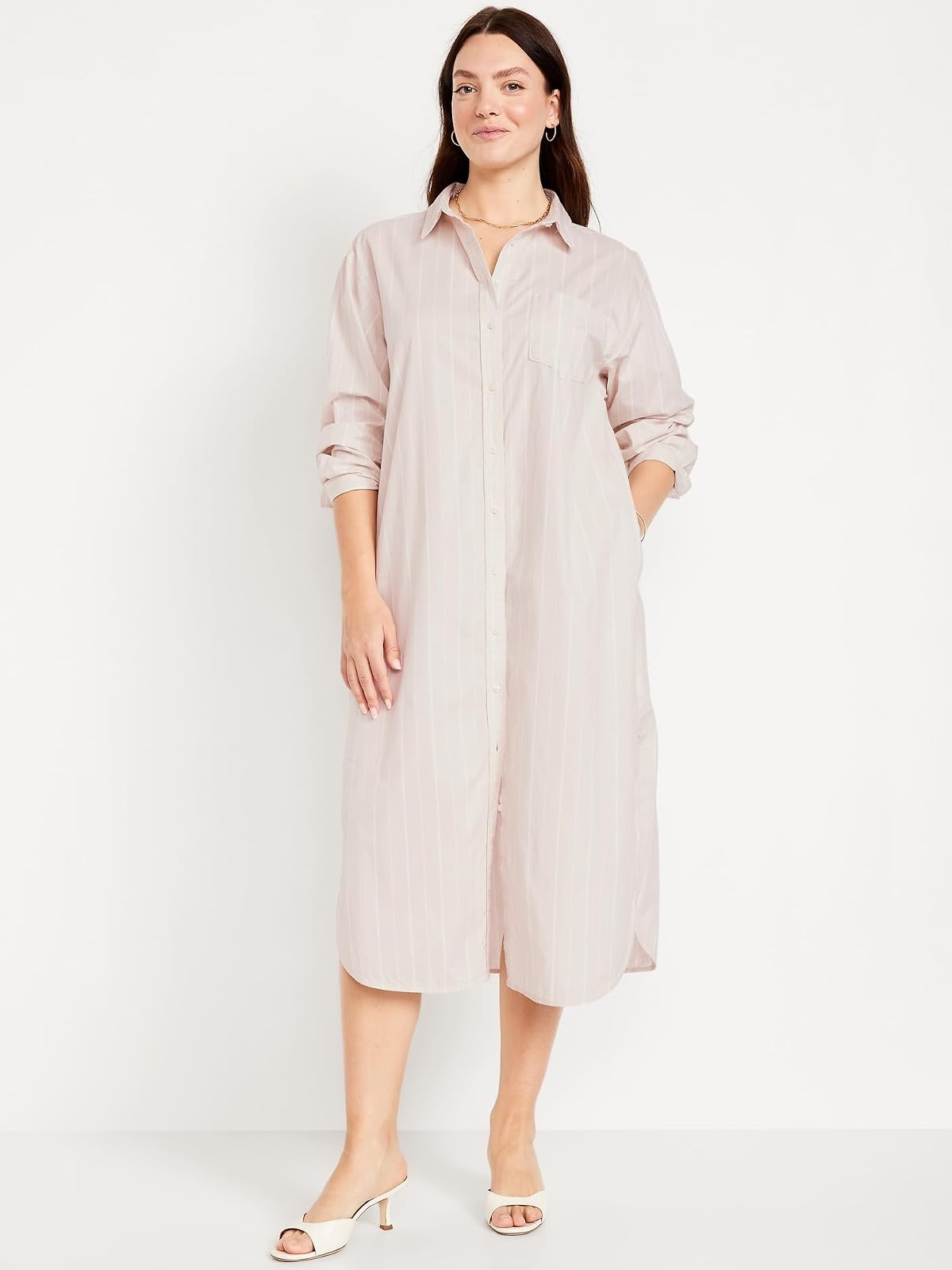 Old Navy LS Shirt Dress Midi Vestido Mujer