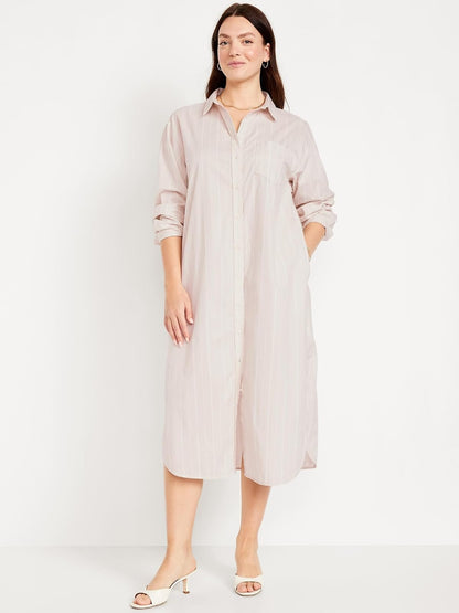 Old Navy LS Shirt Dress Midi Vestido Mujer