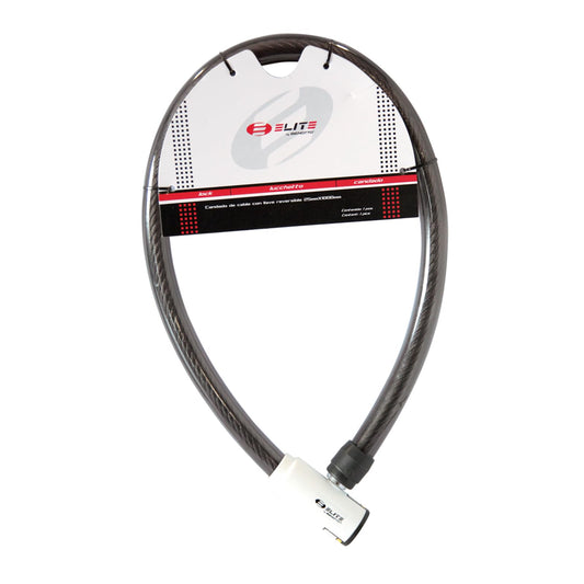 Benotto Candado ELITE Cable 25mm x 1000mm Negro con Cabezal Blanco y 2 Llaves Reversibles