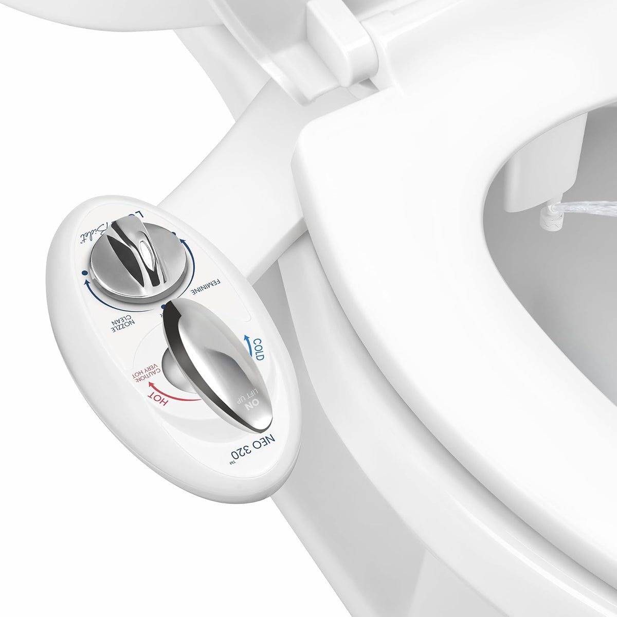 Luxe Bidet NEO 180 Accesorio de Bidé para Asiento de Inodoro, Doble Boquilla - Blanco - Agua Caliente, Boquillas Dobles (NEO 320)