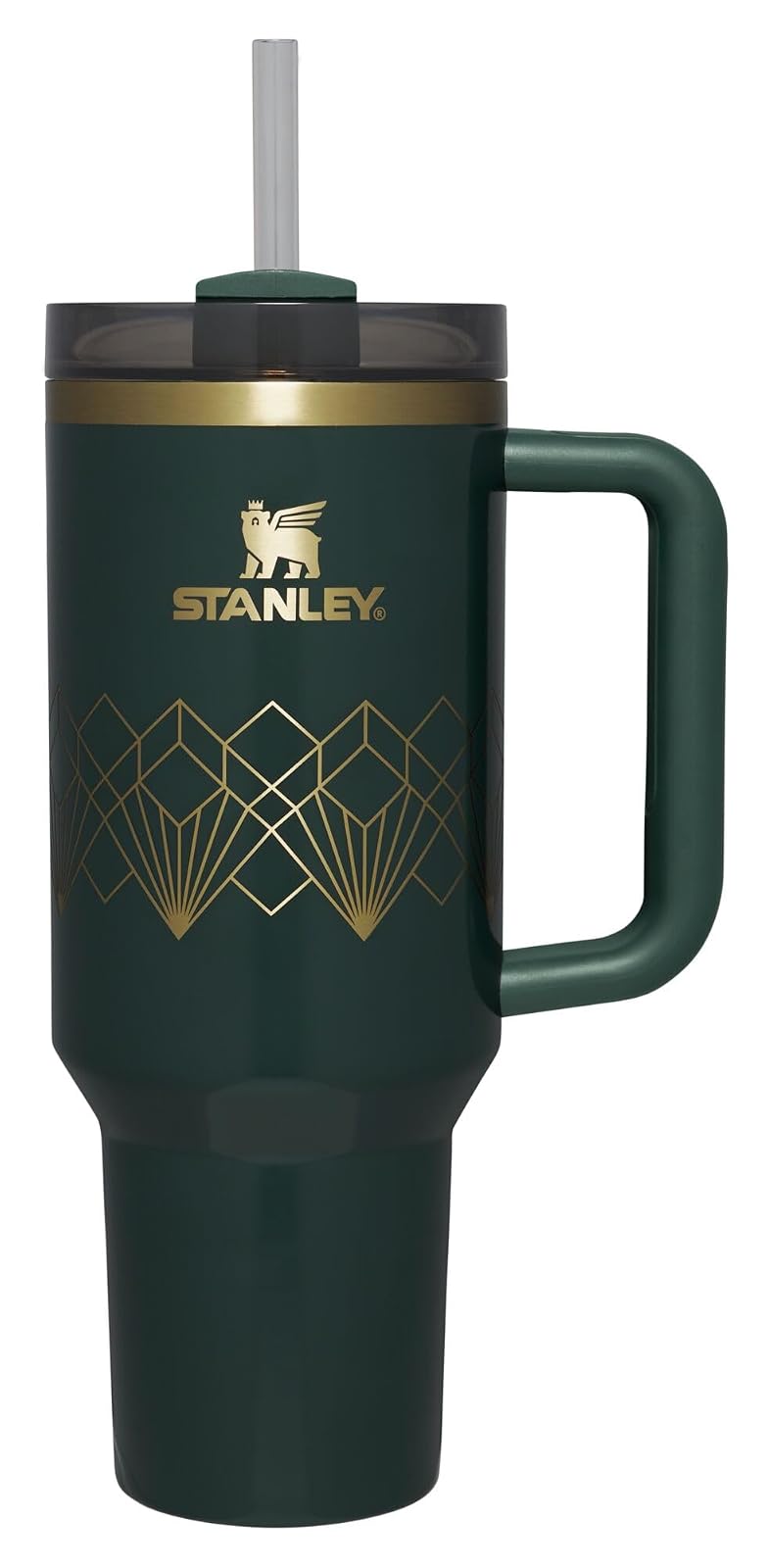 Stanley Quencher H2.0 - Vaso Térmico con Popote, Tapa Giratoria de 3 Vías, Acero Inoxidable, Libre de BPA - 40 onzas - Forrest Gloss Deco