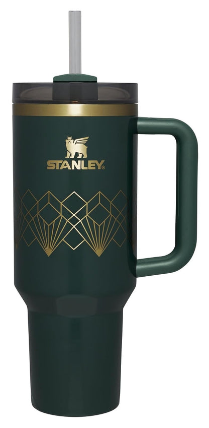 Stanley Quencher H2.0 - Vaso Térmico con Popote, Tapa Giratoria de 3 Vías, Acero Inoxidable, Libre de BPA - 40 onzas - Forrest Gloss Deco