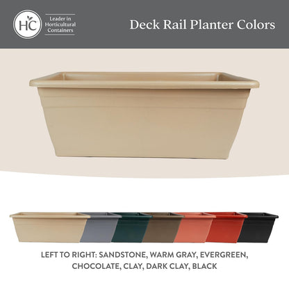 The HC Companies - Caja para macetas de 24 pulgadas con tapón de drenaje, macetas ligeras de plástico resistente a los rayos UV, 1 paquete de caja de flores para jardín, patio, balcón y cerca, gris