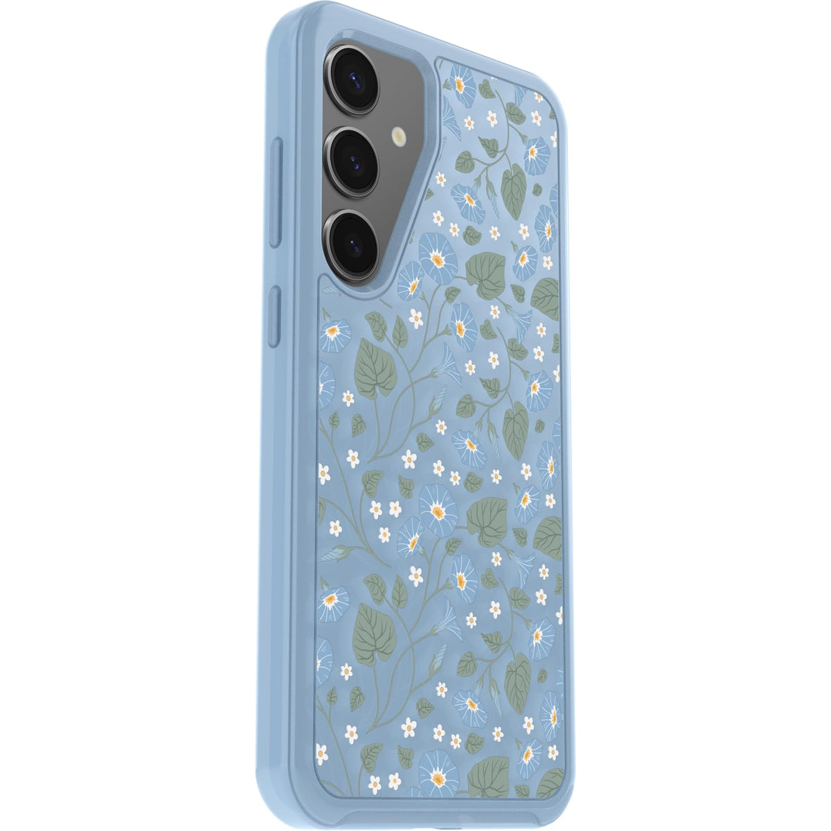 OtterBox - Carcasa Transparente para Samsung Galaxy S24+ Symmetry Series – Dawn Floral (Azul), Ultra Elegante, Compatible con Carga inalámbrica, Bordes elevados Que protegen la cámara y la