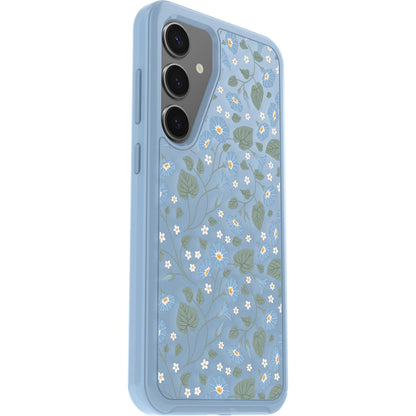 OtterBox - Carcasa Transparente para Samsung Galaxy S24+ Symmetry Series – Dawn Floral (Azul), Ultra Elegante, Compatible con Carga inalámbrica, Bordes elevados Que protegen la cámara y la