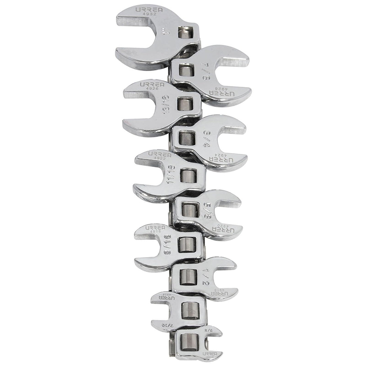 Urrea 4900-10 Juego de llaves pata de cuervo cuadro de 3/8", en pulgadas, 10 piezas