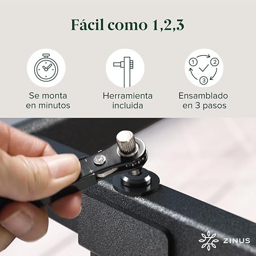 Zinus Rumi | Base de Cama Queen de Acero de Fácil Armado Que Soporta Cualquier Tipo de Colchón | Montaje de 20 Minutos | Garantía de 5 años